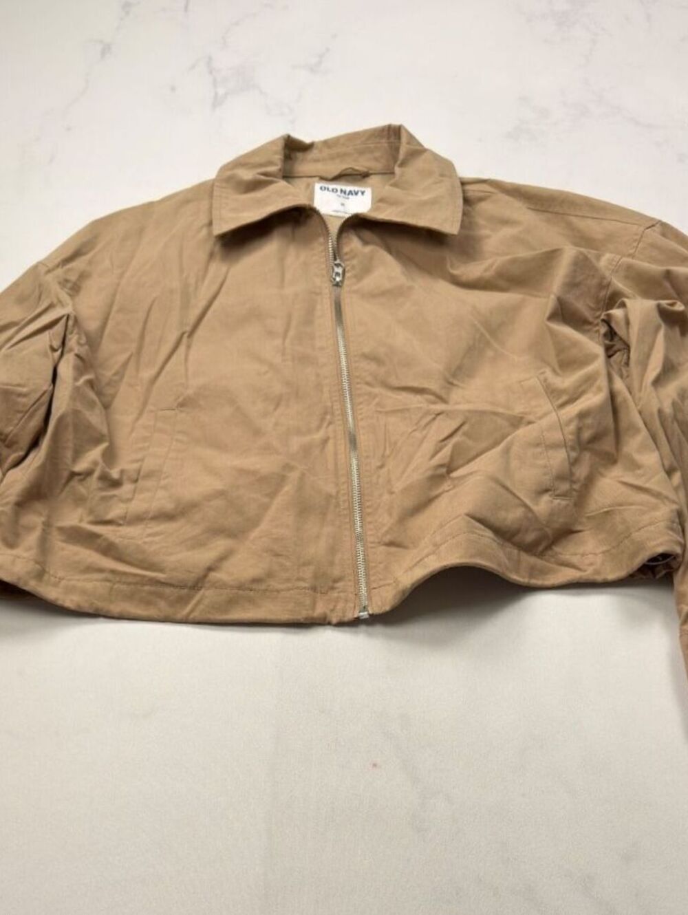 Old Navy Tan Cropped Jacket 2000s Minimalist - Womens M